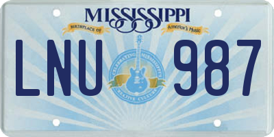MS license plate LNU987