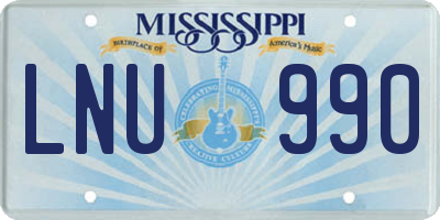MS license plate LNU990
