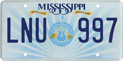MS license plate LNU997