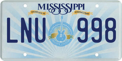 MS license plate LNU998