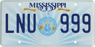 MS license plate LNU999
