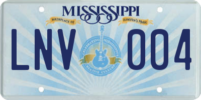 MS license plate LNV004