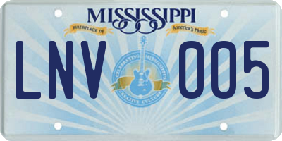 MS license plate LNV005