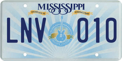 MS license plate LNV010