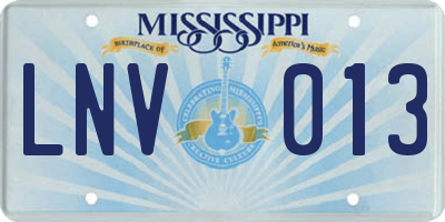 MS license plate LNV013