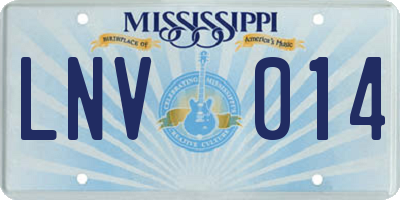 MS license plate LNV014