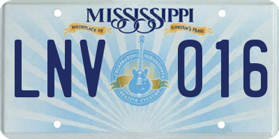MS license plate LNV016