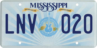 MS license plate LNV020