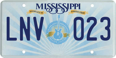 MS license plate LNV023