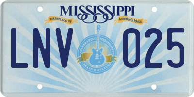 MS license plate LNV025