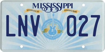 MS license plate LNV027