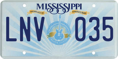 MS license plate LNV035