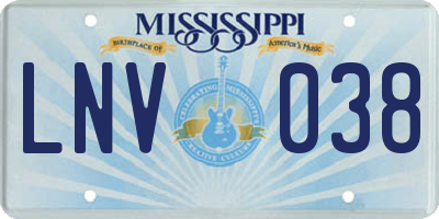 MS license plate LNV038