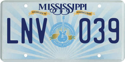 MS license plate LNV039