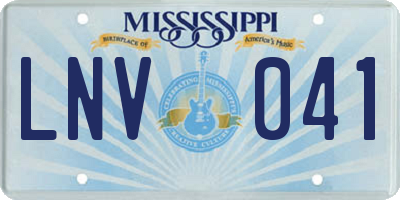MS license plate LNV041