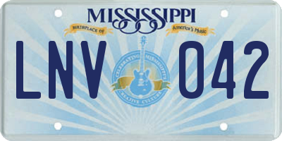 MS license plate LNV042