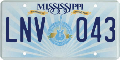 MS license plate LNV043