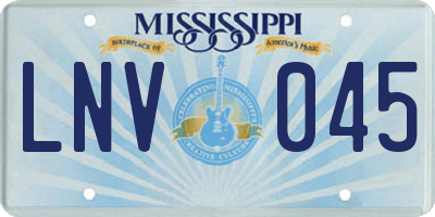 MS license plate LNV045