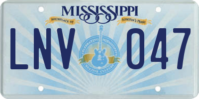 MS license plate LNV047