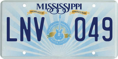 MS license plate LNV049