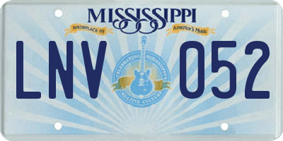 MS license plate LNV052
