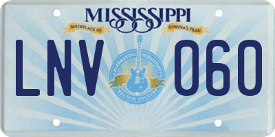MS license plate LNV060