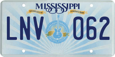 MS license plate LNV062