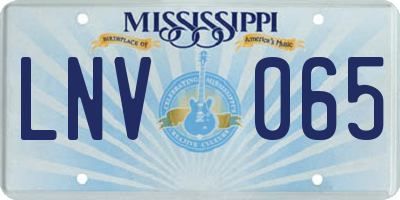 MS license plate LNV065
