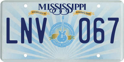 MS license plate LNV067
