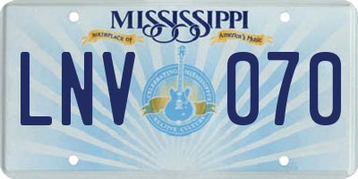 MS license plate LNV070
