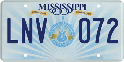 MS license plate LNV072