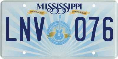 MS license plate LNV076