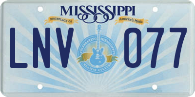 MS license plate LNV077