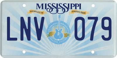 MS license plate LNV079