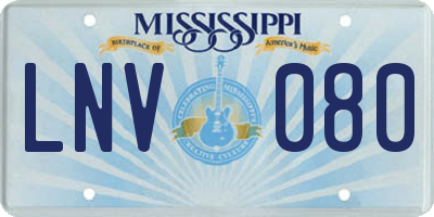 MS license plate LNV080