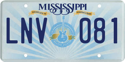 MS license plate LNV081