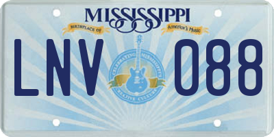 MS license plate LNV088