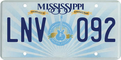 MS license plate LNV092
