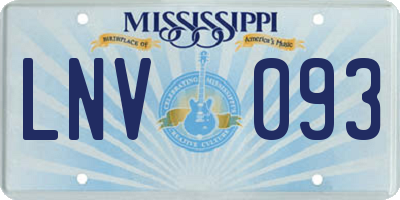 MS license plate LNV093