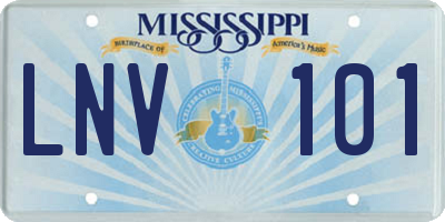 MS license plate LNV101