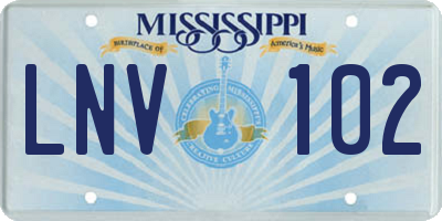 MS license plate LNV102