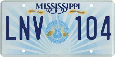 MS license plate LNV104