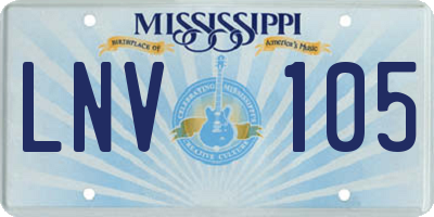 MS license plate LNV105