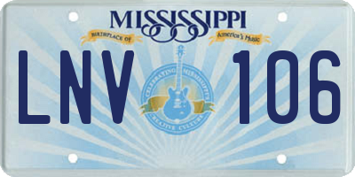 MS license plate LNV106