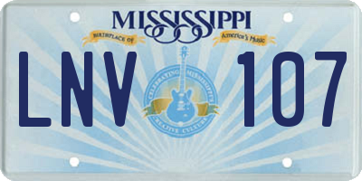 MS license plate LNV107