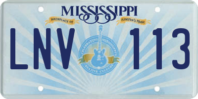MS license plate LNV113