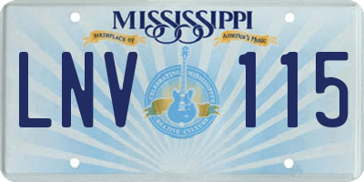 MS license plate LNV115