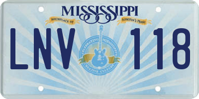 MS license plate LNV118