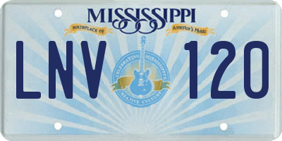 MS license plate LNV120