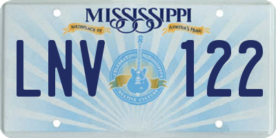 MS license plate LNV122